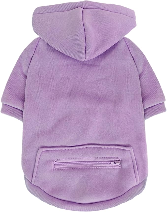 Jecikelon Pet Dog Cold Weather Coat with Pocket Winter Dog Hoodie Warm Puppy Clothes for Small Dogs Chihuahua Clothing (Purple, Small)