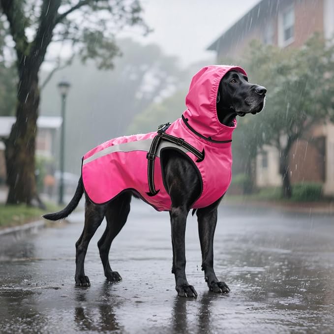Mosucoirl Dog Raincoat Waterproof Raincoats for Dog Reflective Dogs Rain Jackets with Hood Hoodie Pet Rain Poncho Coat for Small Medium Large Dogs Puppies S-XXL (Pink, S)