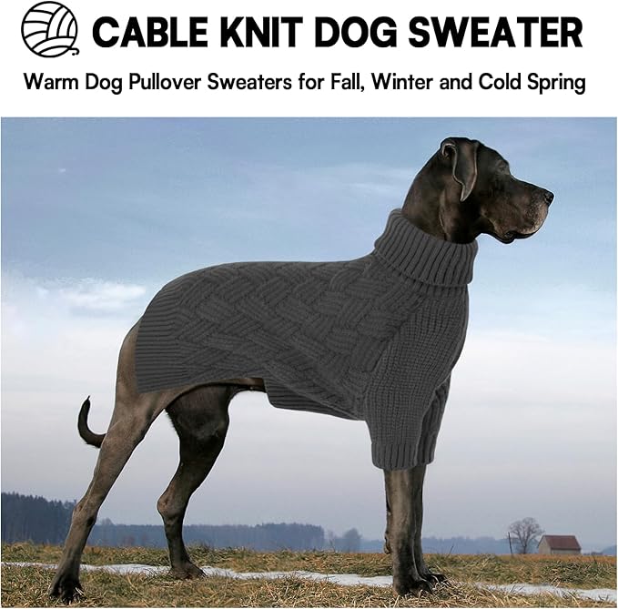 KOESON Medium Dog Sweaters, Warm Sweater for Medium Dogs Female Male, Turtleneck Dog Halloween Sweater with Sleeves, Easy On Pet Sweaters with Sleeves for Beagle, Dachshund, Boston Terrier, Grey, M