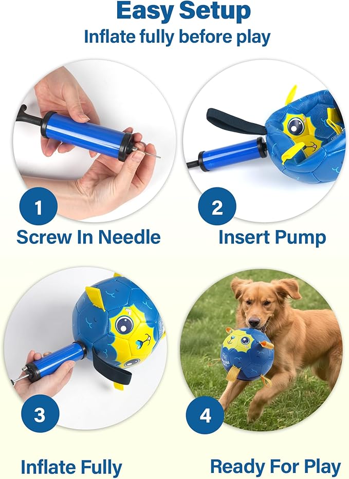 Race&Herd 8" Jolly Soccer Ball for Dogs - Tough Durable Dog Ball Toy with Straps, Pet Bouncy Herding Balls for Dogs, Floating Dog Balls with Tags for Water Fetch (BaaBaaBall, BaaBaa Sheep)
