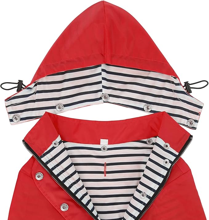 HDE Dog Raincoat Poncho Double Layer Zip Rain Jacket with Removable Hood, Leash Hole for Small to 3XL Dogs and Puppies Red - L
