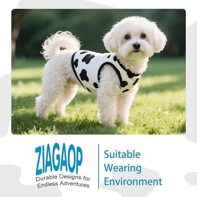 Adorable Cow Print Dog Shirts – Lightweight, Cozy Outfit for Small to Medium Dogs, Soft & Snuggly Pet Wear for Everyday Comfort and Cuteness.Back & 3XL