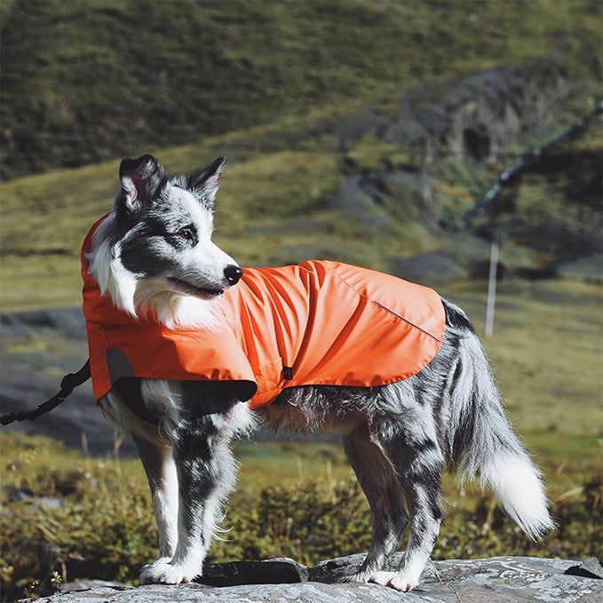 Dog Water-Repellent Raincoat Jacket, Lightweight Reflective Waterproof Clothes for Small Medium Large Dogs, Outdoor for Fall & Spring (Orange, 3XL)
