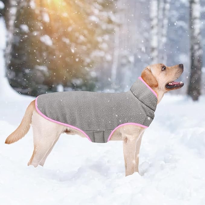 Malier Dog Winter Coat, Reversible Fleece Dog Cold Weather Coats, Windproof Warm Snow Puppy Jacket Vest Pet Clothes for Small Medium Large Dogs (Pink, XXX-Large)
