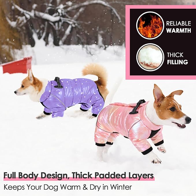 AOFITEE Dog Coat, Waterproof Dog Winter Jacket, Warm Fullbody Dogs Snowsuit, Winter Coat for Small Dogs, Zip Up Pet Puffer Jacket Fleece Vest, Outdoor Reflective Cold Weather Pet Coats, L