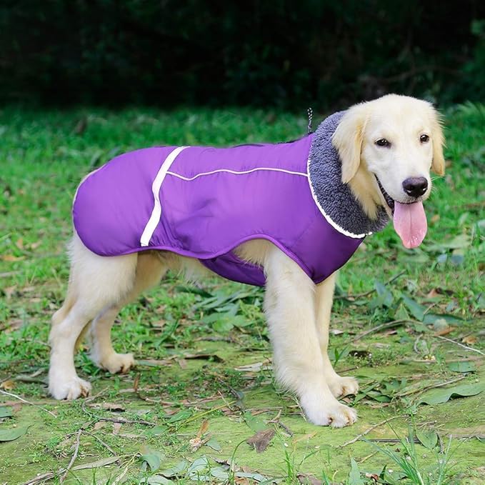 QBLEEV Warm Reflective Dog Jacket, Waterproof Winter Coat Turtleneck Clothes for Cold Weather, Thick Fleece Snowsuit Christmas Vest - Small to 3XL