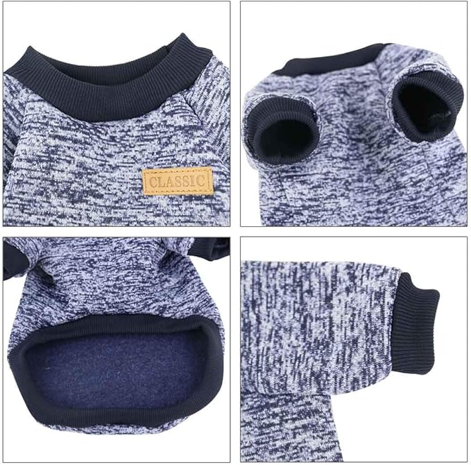 Idepet Pet Dog Classic Knitwear Sweater Soft Fleece Coat for Small,Medium Dog,Warm Pet Dog Cat Clothes,Soft Puppy Customes (M, Navy)