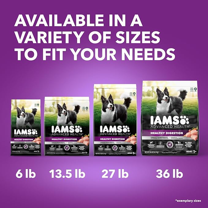 IAMS Advanced Health Healthy Digestion Adult Dry Dog Food with Real Chicken, 13.5 lb. Bag
