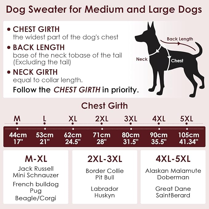 Dog Sweater XL, Turtleneck Sweaters for Large Dogs Girl Boy, Thermal Knit Sweatshirt with Leash Hole Easy Walking, Warm Big Dog Christmas Clothes for Beagle, Cocker Spaniel, Burgundy XL