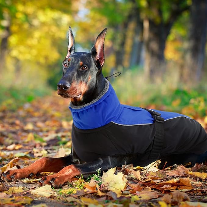 IDOMIK Dog Winter Coat, Reflective Waterproof Dog Jacket for Cold Weather, Warm Pet Coats for Small Medium Large Dogs, High Collar Doggy Fleece Snow Jacket, Winter Vest with Adjustable Buckle,XL