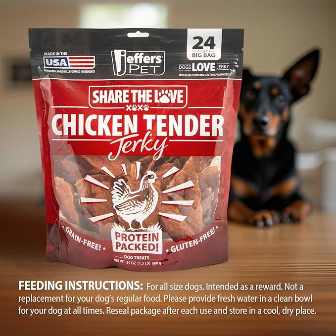 Jeffers Chicken Jerky Dog Treats, 24 oz Bag – Limited Ingredient, Healthy Training Snack, Grain Free, High Protein, 100% Real Chicken, Natural Made in USA, Perfect for Halloween & Christmas - 1 Pack