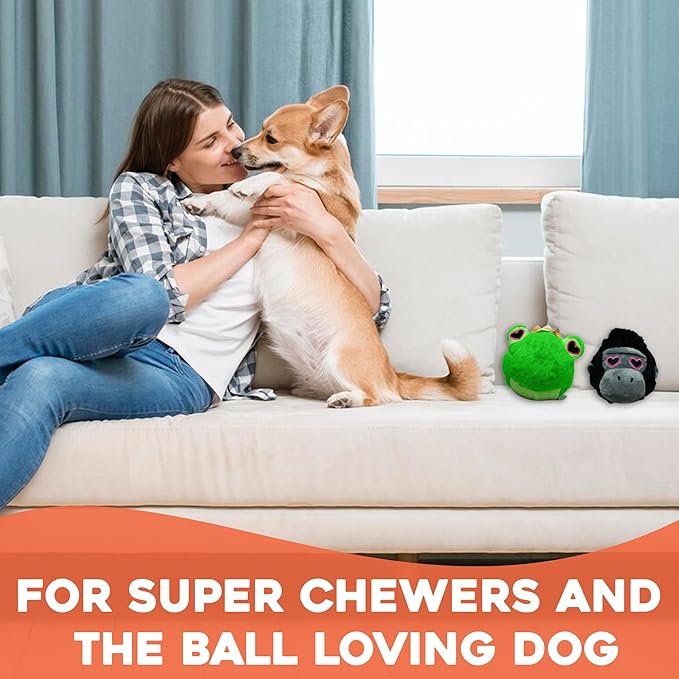 Flourish Pets 2 in 1 Multi-Layer Chew Toy for Active Dogs | Non-Toxic BPA Free Double Stitched Soft Fabric Exterior Dog Toys | Long-Lasting Dog Plush Toys ā Love Frog/Love Gorilla 3.5"