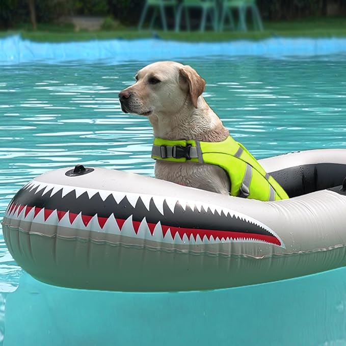 Kuoser Small Dog Life Jacket with Reflective Stripes, Adjustable High Visibility Dog Life Vest for Swimming & Boating, Green XS