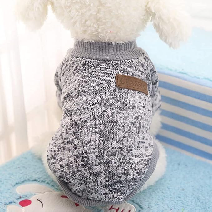 Idepet Pet Dog Classic Sweater, Fleece Coat for Small,Medium,Large Dog,Warm Pet Dog Cat Clothes,Soft Puppy Customes 2 Color (L, Grey)