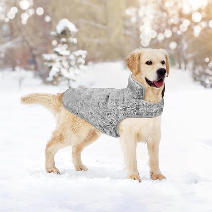 Malier Dog Winter Coat, Reversible Fleece Dog Cold Weather Coats, Windproof Warm Snow Puppy Jacket Vest Pet Clothes for Small Medium Large Dogs (Gray, XX-Large)