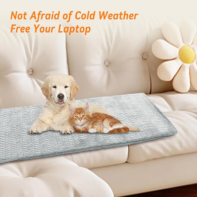 Heeyoo Pet Heating Pad, Adjustable Temperature Dog Cat Heating Pad with Timer, Waterproof Heated Dog Bed with Chew Resistant Cord, Auto Power-Off Indoor Pet Heated Mat for Dogs and Cats, 36" x 24"