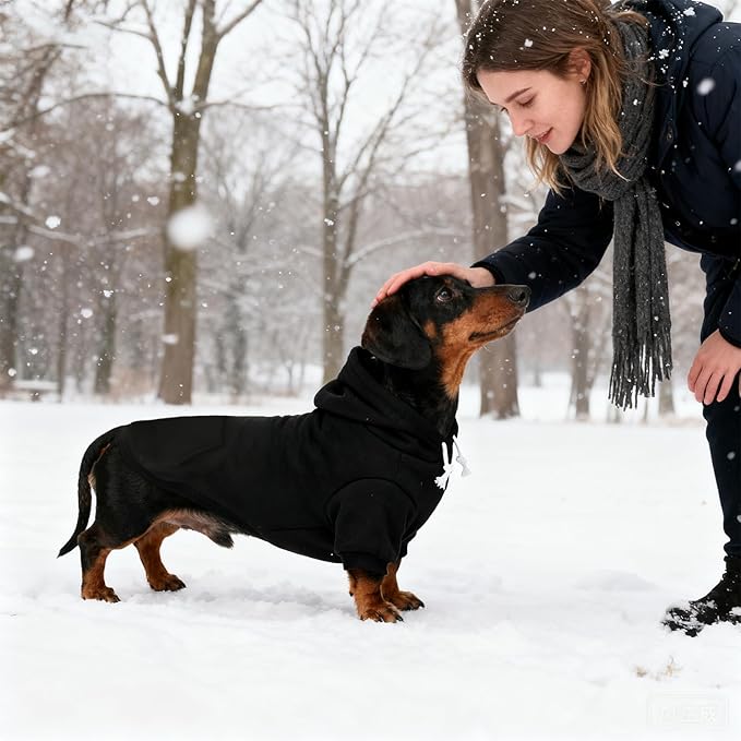 KOOLTAIL Dachshund Dog Hoodie - Soft and Warm Dogs Hoodie Sweater with Leash Hole and Pocket, Pet Winter Coat, Cold Weather Clothes Sweatshirt for Small Medium Large Dogs Puppy Cat Boys Girls M