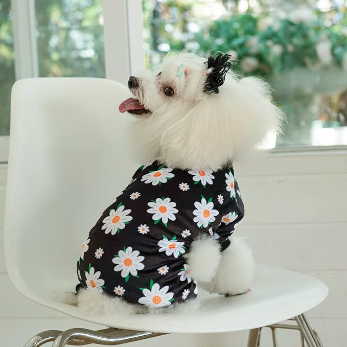 CuteBone Small Dogs Outfit Soft Puppy Onesies Pjs Dog Pajamas Pet Coat Cat Apparel Comfy Doggie Jumpsuit Bodysuit for All Seasons P221L