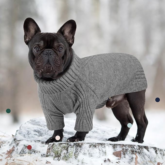 IECOii Great Dane Sweater,5XL Extra Large Sweater for Giant Breed Dogs in Winter,Turtleneck Cold Weather Knit Clothes,Machine Washable,Elastic Pullover for Saint Bernard,Mastiff (Light Grey,XXXXXL)
