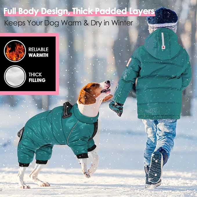 AOFITEE Dog Coat, Waterproof Dog Winter Jacket, Warm Fullbody Small Dogs Snowsuit, Winter Coat for Small Dogs, Zip Up Pet Puffer Jacket Fleece Vest, Outdoor Reflective Pet Snow Jackets, XL
