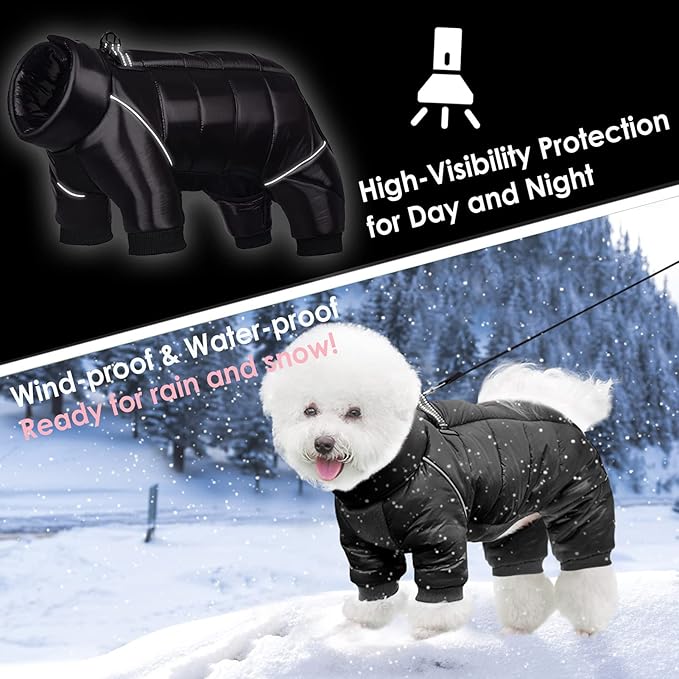 AOFITEE Dog Coat, Waterproof Dogs Jacket for Winter, Warm Fullbody Small Dog Snowsuit, Winter Coat for Small Dogs, Zip Up Pet Puffer Jacket Fleece Vest, Outdoor Reflective Pet Snow Jackets, XXL