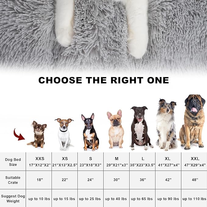 Bedfolks Waterproof Crate Bed, Plush Dog & Cat Kennel Pad with Removable Cover, Faux Fur, Washable, 21"x13", Solid Light Grey
