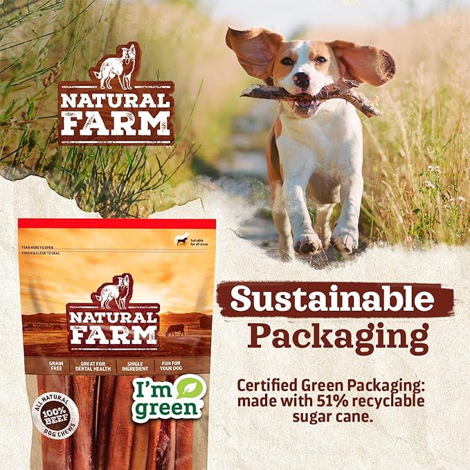 Natural Farm Bully Sticks Stuffed Collagen Sticks for Dogs (6 Inch, 15-Pack), Rawhide-Free Collagen Sticks, Natural Dog Chews, Long Lasting, for Small, Medium and Large Dogs, Great Rawhide Alternative