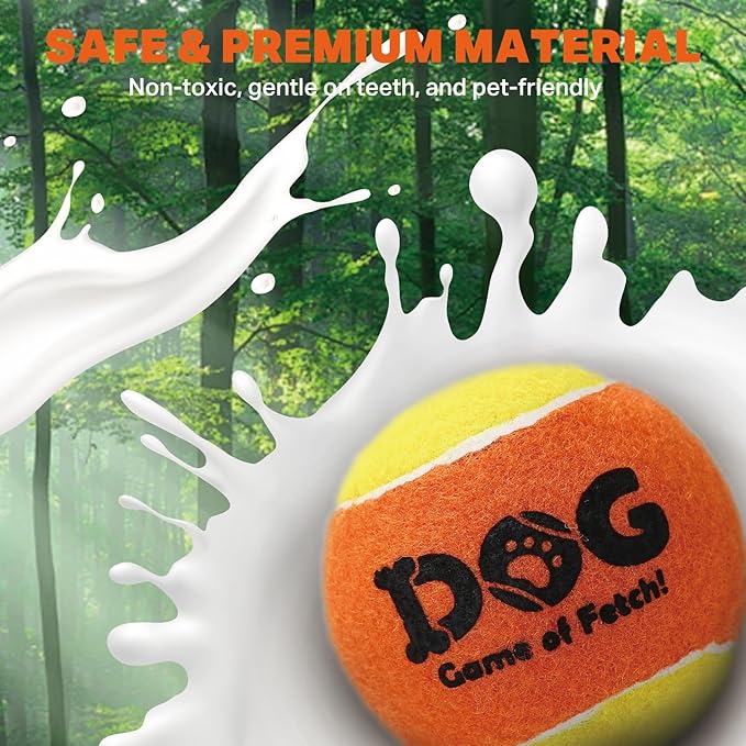 AMA SPORT Squeaky Tennis Balls for Dogs 2.5" Small Medium Dog Tennis Balls for Throwing and Fetching Dog Toys for Training, Exercise, High Bouncing 6 Pack (Multicolor A)