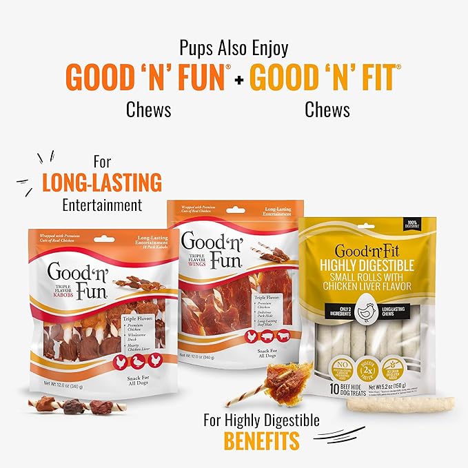 Good 'n' Tasty Triple Flavor Puree Mix-Ins Dog Food Topper Treats for All Dogs, 7 Count, Easy Single-Serve Portions, Added Protein with Tuna, Chicken and Duck
