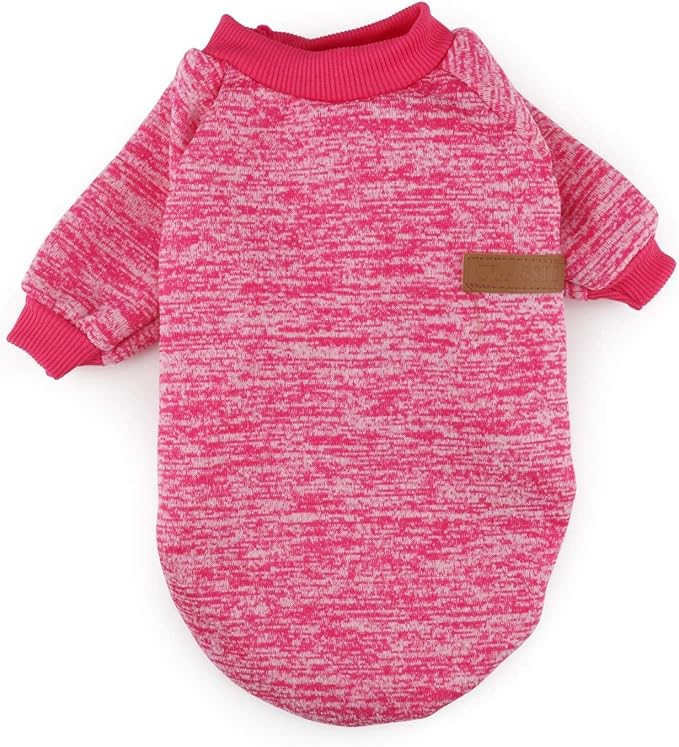 Idepet Pet Dog Classic Knitwear Sweater, Soft Fleece Coat for Small,Medium Dog,Warm Pet Dog Cat Clothes,Soft Puppy Customes (XL, Rosered)