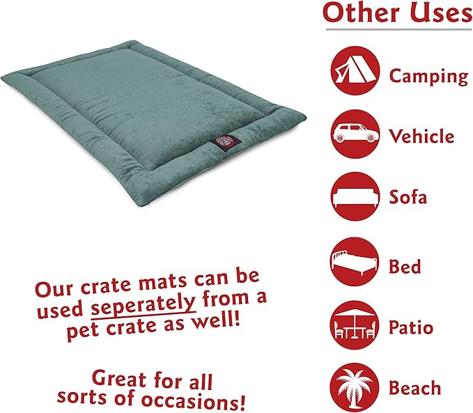 Majestic Pet Orthopedic Memory Foam Dog Crate Mat - Plush Pet Bed Pad for Crates & Kennels | USA Crafted | 48"x30" Villa Azure