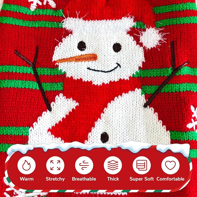 PETCARE Red Snowman Dog Sweater Christmas Dog Sweaters Vest Ugly Snow Xmas Puppy Costume Pet Holiday New Year Fall Winter Clothes for Small Medium Large Dogs Cats Pullover Sweaters Outfits,X-Small