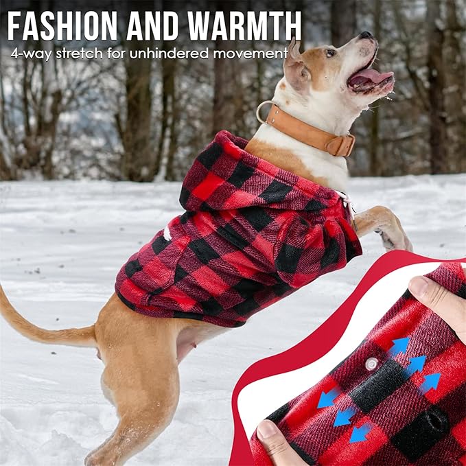 SlowTon Dog Hoodie Tie Dye - Warm Dog Sweater Hoodies with Pocket, Fall Winter Dogs Coat Jacket Pet Outfit Puppy Hooded Sweatshirt Clothes for Small Medium Large Dogs Boy Girl (Red, XXL)