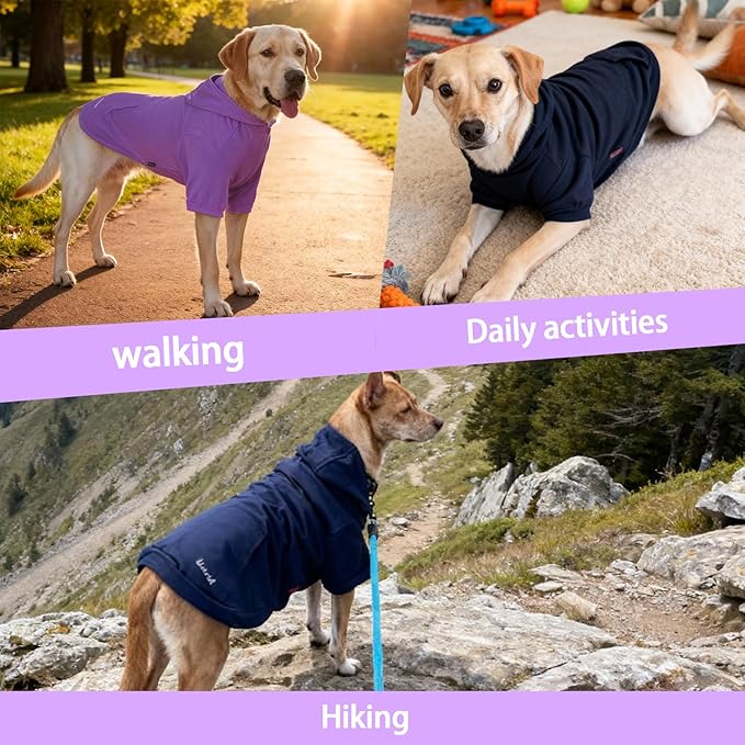 Basic Dog Hoodie Sweatshirts, Pet Clothes Hoodies Sweater with Hat and Leash Hole, Soft Cotton Outfit Coat for Large Medium Small Dogs, Purple (XX-Large)
