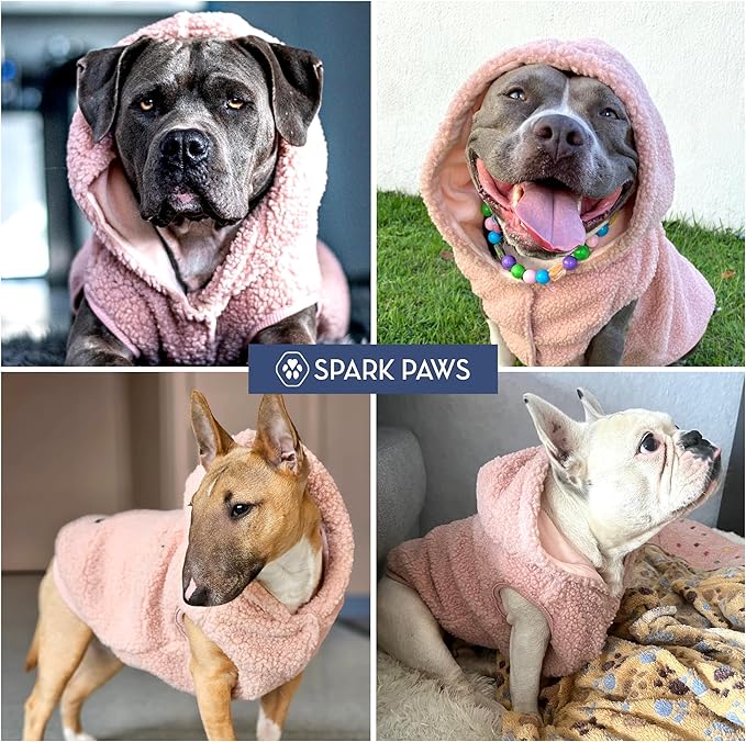 Spark Paws Teddy Dog Sweater, Sherpa Vest with Warm Fleece Lining, Winter Coat Suitable for Small Medium Large XL XXL Breeds - Pink - 4XL