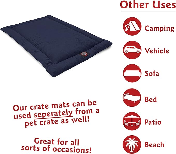 Majestic Pet Orthopedic Memory Foam Dog Crate Mat - Plush Pet Bed Pad for Crates & Kennels | USA Crafted | 42"x26" Villa Navy