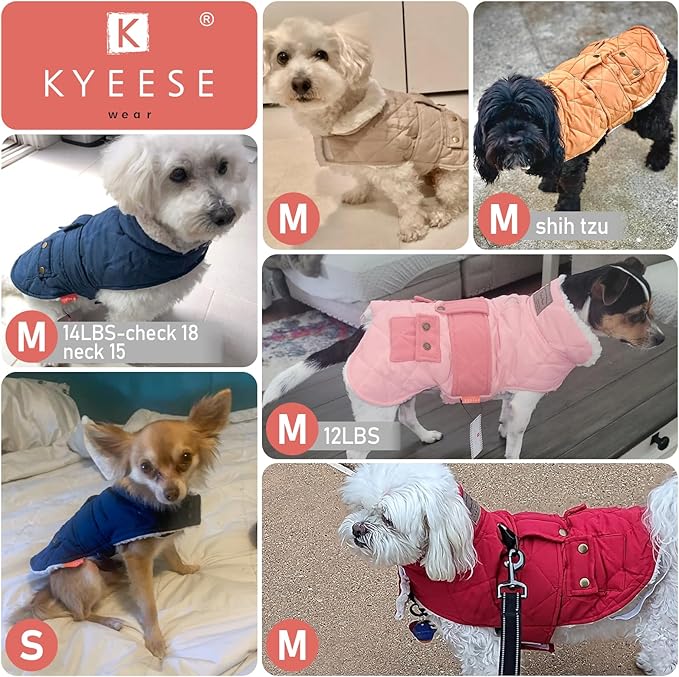 KYEESE Dog Coat Thick Cat Clothes with Pocket Warm Pet Winter Puffer Coat with Leash Hole Soft Pet Sweater for Cold Weather Waterproof Dogs Jacket with Fleece Lined Windproof Dog Coats for Small Dogs