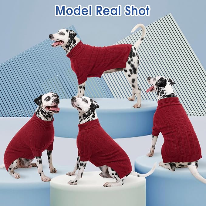 Queenmore XSmall Dog Sweater,Small Sweaters for Dog,Soft Knitted Dogs Sweater Christmas Clothing,Turtleneck Pullover Puppy Sweaters for Dogs Girls Boys,Cozy Pet Knitwear for Teacup,Chihuahua(Red,XS)