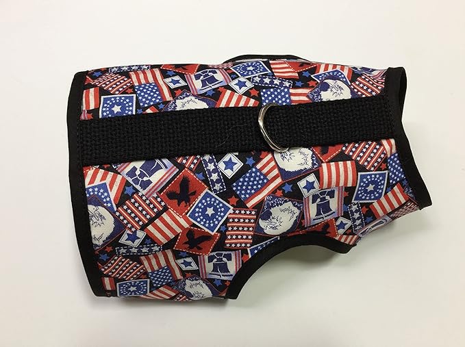 Kitty Holster Cat Harness – Secure Cat Harness for Walking, Soft Cotton Cat Accessories, Comfortable Fit, Strong Hook-and-Loop Closure, Made in USA – Patriot, XL