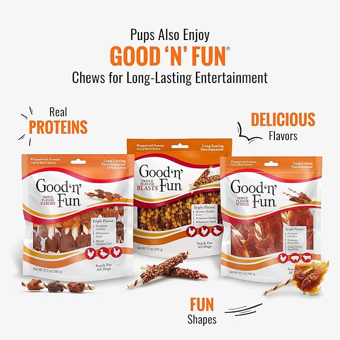 Good 'n' Tasty Triple Flavor Puree Mix-Ins Dog Food Topper Treats for All Dogs, 7 Count, Easy Single-Serve Portions, Added Protein with Chicken, Salmon and Duck