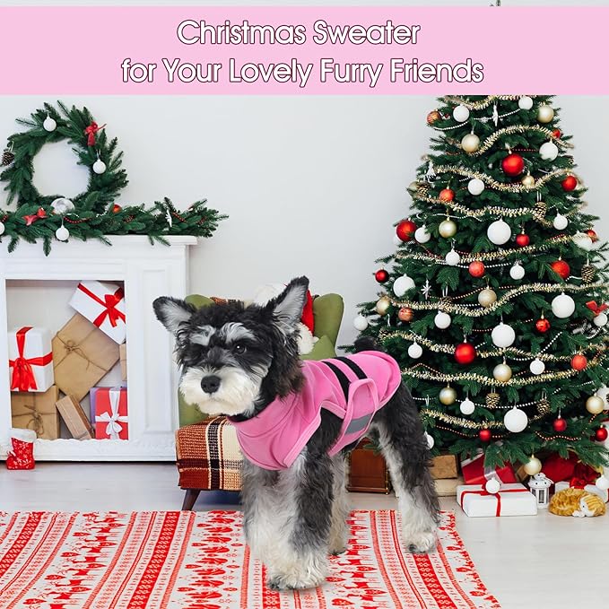 IDOMIK Warm Fleece Dog Sweater for Large Dogs,Soft Winter Dog Fleece Jacket Coat for Fall Cold Weather,Adjustable Fleeced Vest with Reflective Strips,Pullover Pet Sweatshirt for Girl Boy Dogs,Rose,XL