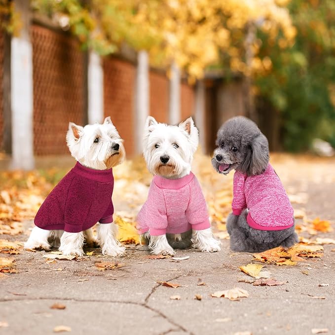 Idepet Pet Dog Classic Knitwear Sweater 3 Pcs, Fleece Coat for Small,Medium Dogs,Warm Pet Dog Cat Clothes,Soft Puppy Customes for Dog Grils Boys,X-Small