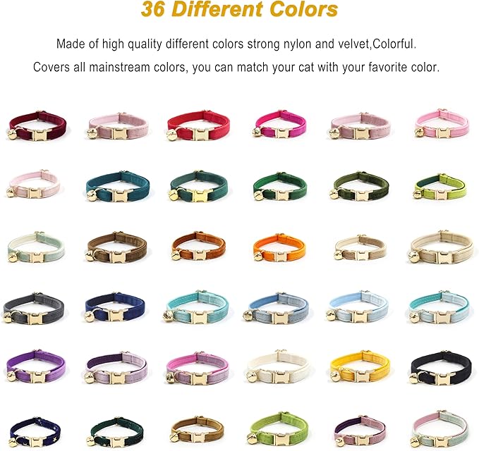 Personalized Cat Collar with Bells,Velvet Customized Small Cat Collar with Name Tag,Pet Collar with Name Phone Number Engraved ID Tags for Boy and Girl Kitten Cats (Green Star)