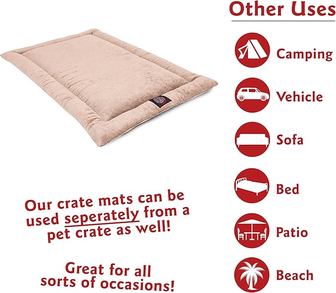 Majestic Pet Orthopedic Memory Foam Dog Crate Mat - Plush Pet Bed Pad for Crates & Kennels | USA Crafted | 24"x18" Villa Pearl