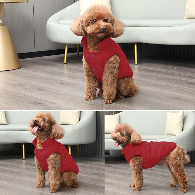 Warm Fleece Dog Jacket for Small Dogs,Puppy Coat for Winter Cold Weather,Red XSmall