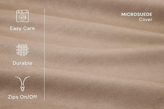 Barker Beds Large Orthopedic Dog Bed for Large Dogs - 7" Thick Comfortable Memory Foam Mattress with Washable Microsuede Cover - Durable XL Pet Bed with Headrest - Made in USA (Khaki)