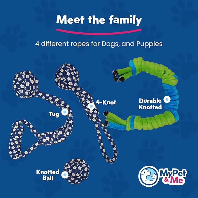 My Pet & Me – Durable Rope Dog Toy for Chewing, Tug of War, and Interactive Play – Perfect for Puppies and Active Dogs (17 Inch, Tug of War Dog Toy)