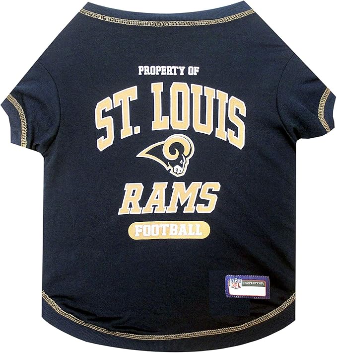 NFL Los Angeles Rams Dog T-shirt Small. - Licensed Shirt for Pets Team Colored with Team Logos- Premium Stretchable Materials for the comfort of your Dog & Cat