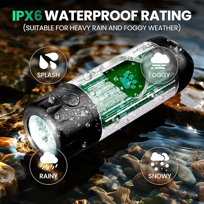 Dog Poop Bag Dispenser with LED Flashlight & 45 Bags (3 Rolls) โ USB-C Rechargeable, Waterproof, Anti-Slip Clip, Hands-Free Dog Waste Bag Holder for Night Walks & Outdoor Adventures