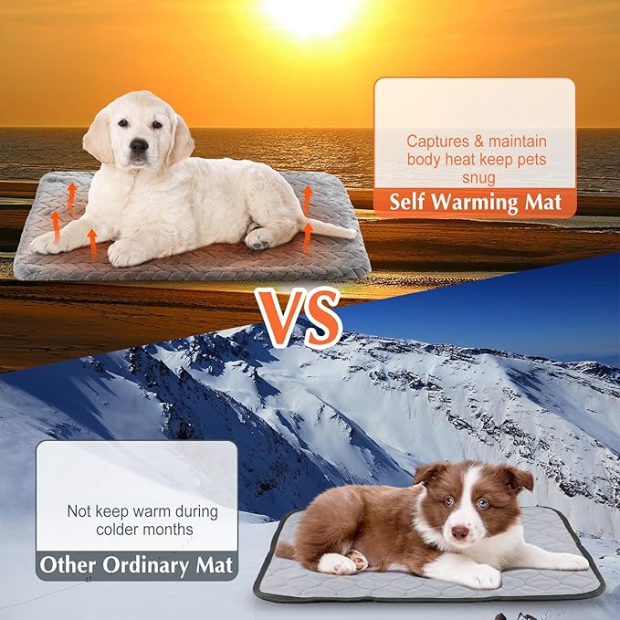 4 Pack Self Heating Cat Pad 16 x 20 Inch Self Warming Cat Bed Non Slip Warm Dog Pad Mat Washable Pet Kennel Crate Bed Mat for Indoor Outdoor Pets(Gray,16 x 20 Inch)